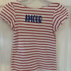 Janie and Jack Girls Striped “Amour” Tee (Size 10)